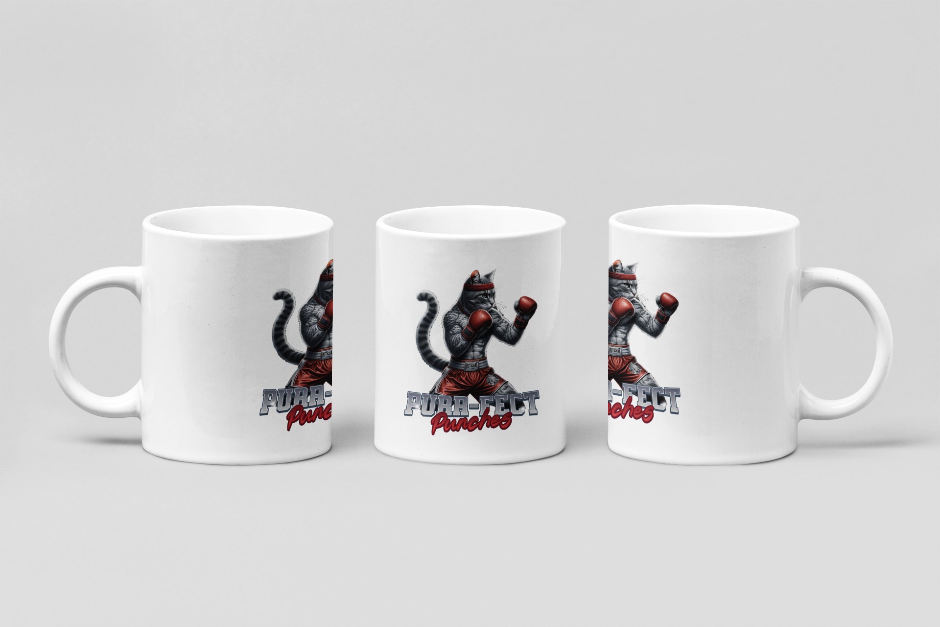 purr-fect punches boxing mug in white