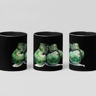 green painted gloves boxing mug in black