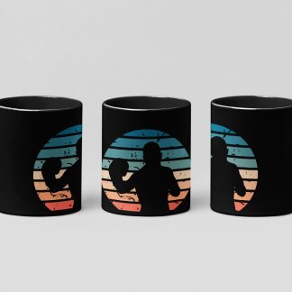 teal sunset boxer boxing mug in black