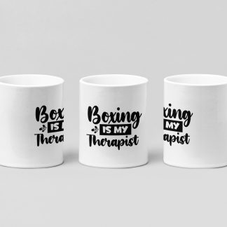 boxing is my therapist boxing mug in white