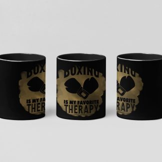 my favorite therapy boxing mug in black