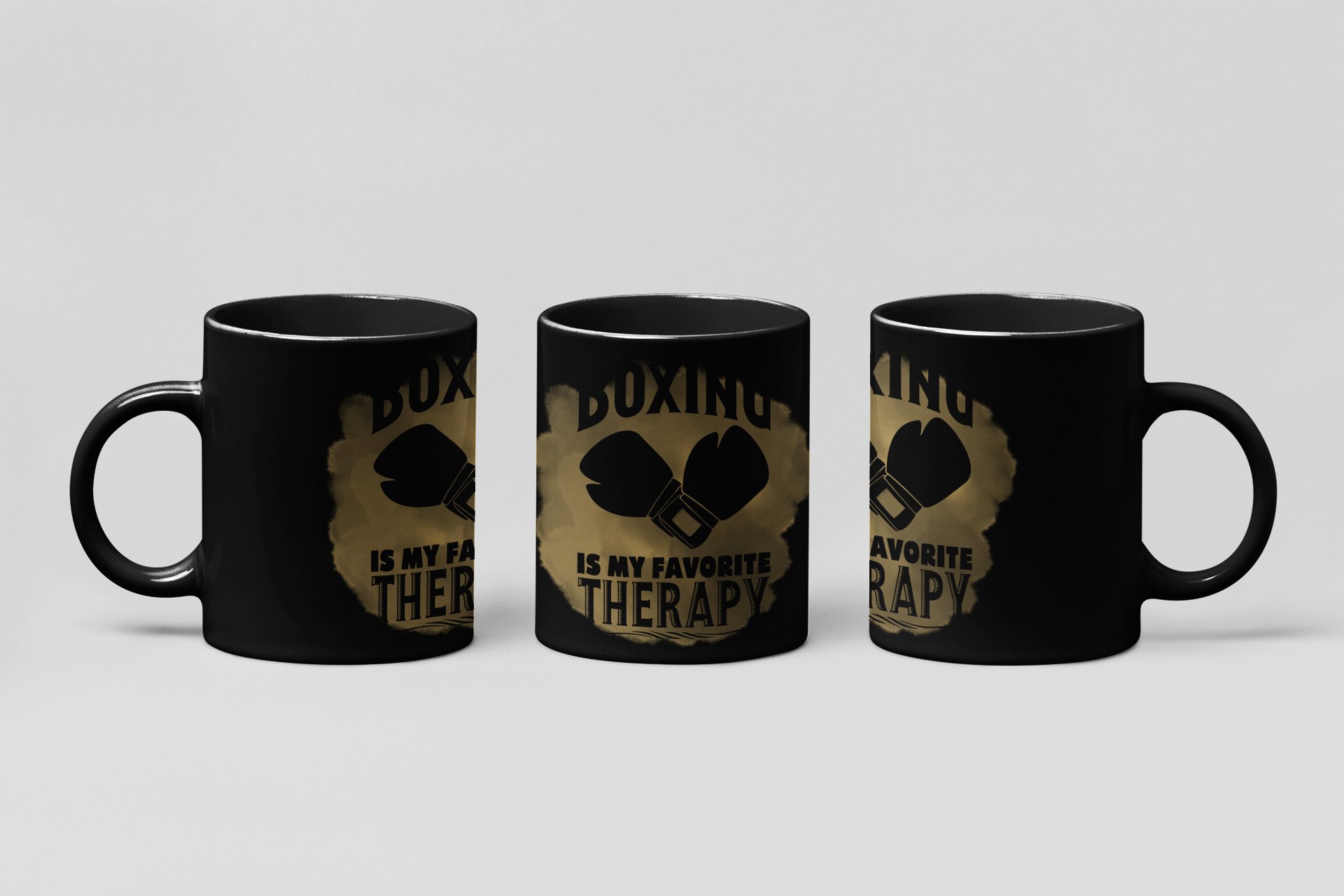 my favorite therapy boxing mug in black