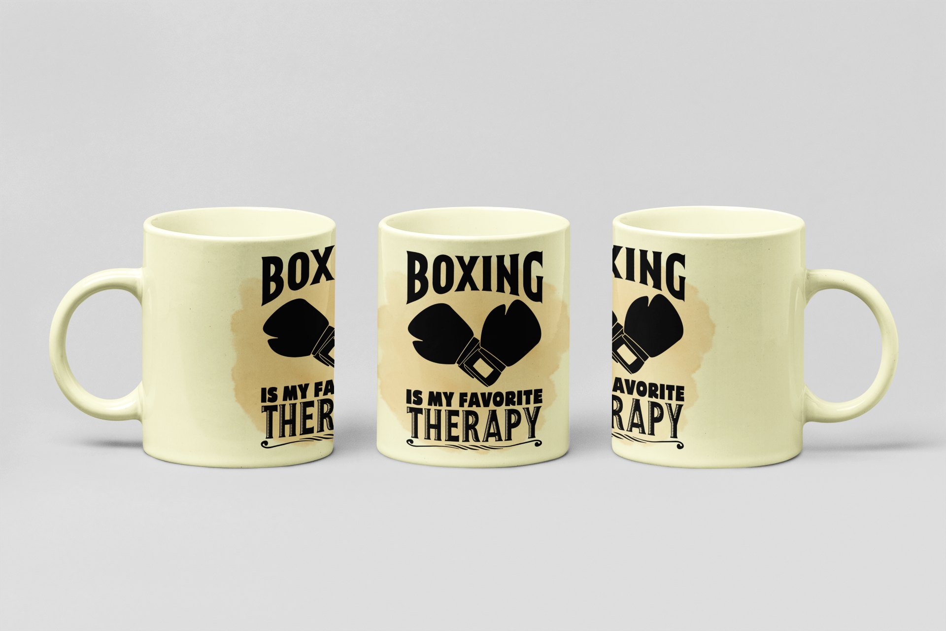 my favorite therapy boxing mug in cream