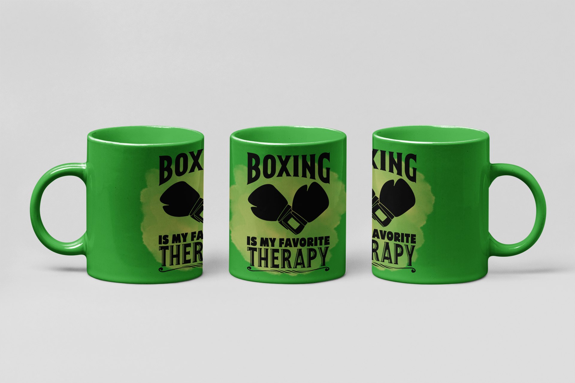 my favorite therapy boxing mug in forest green