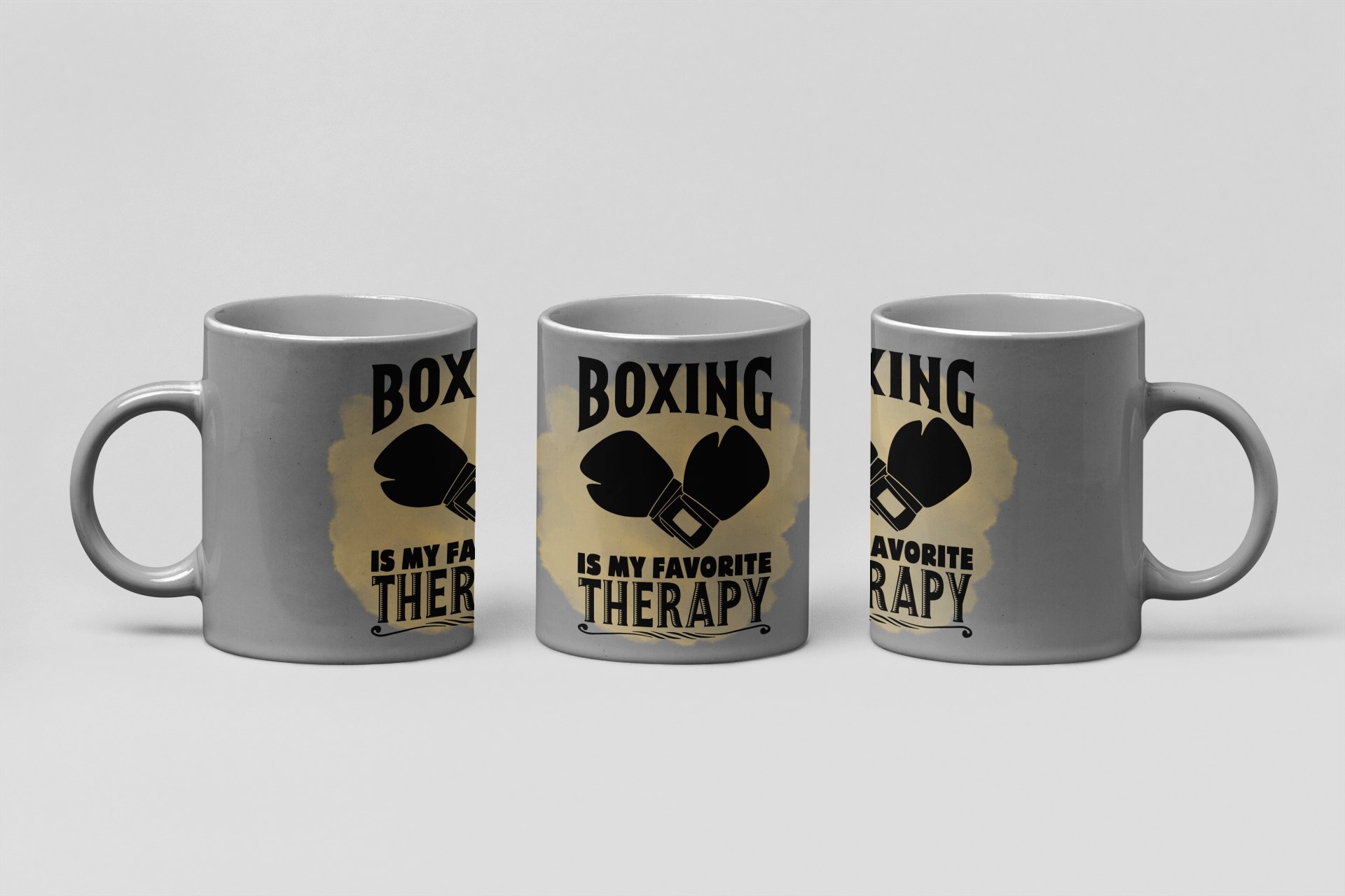 my favorite therapy boxing mug in grey