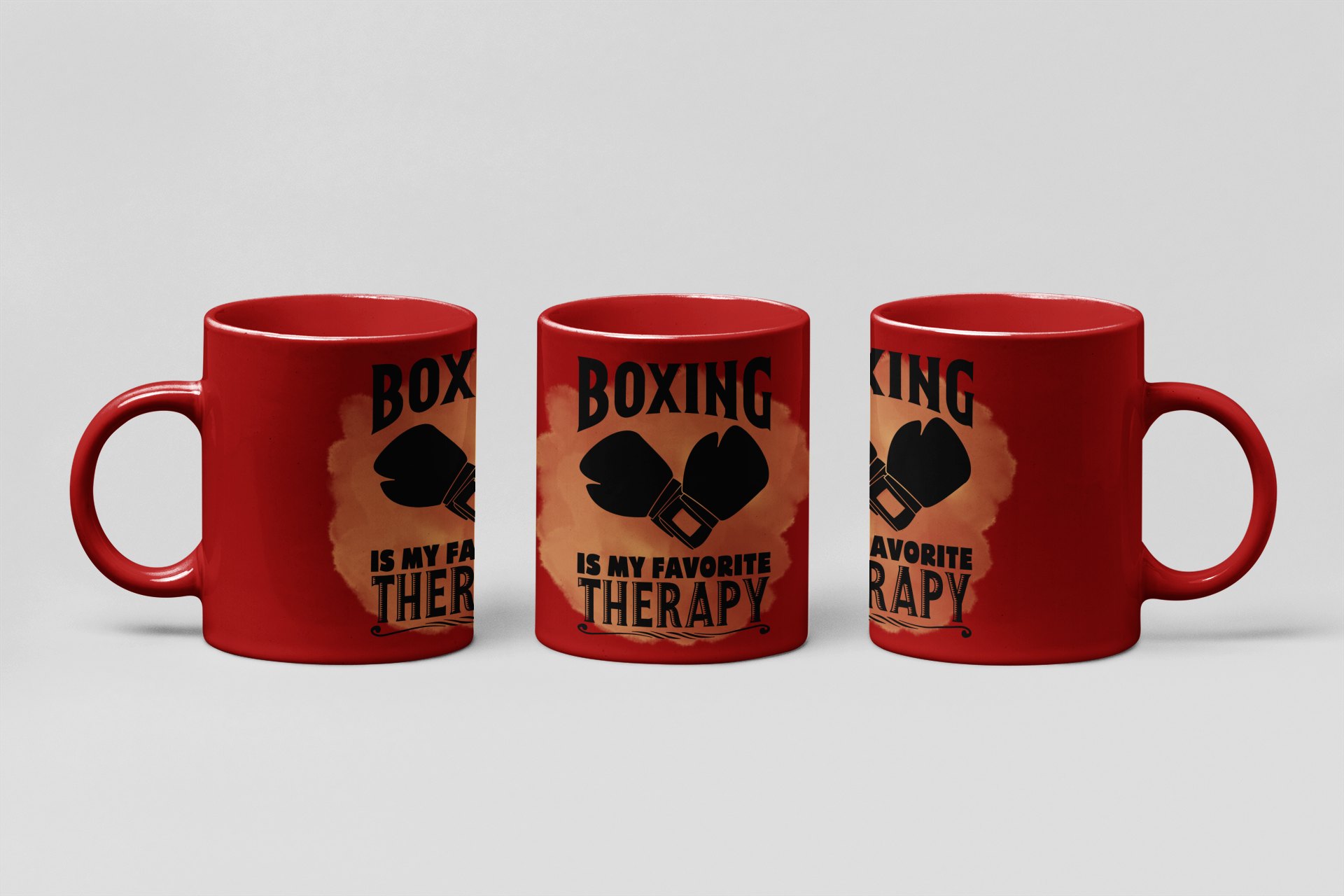 my favorite therapy boxing mug in red