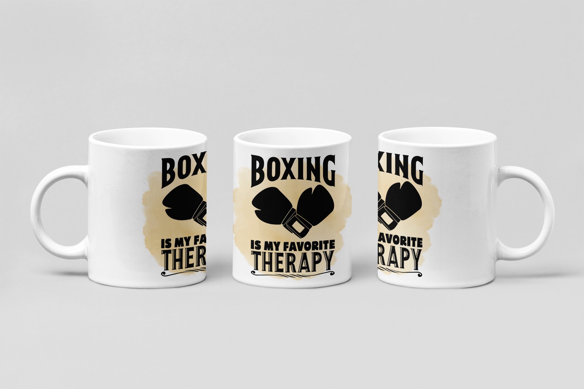 my favorite therapy boxing mug in white