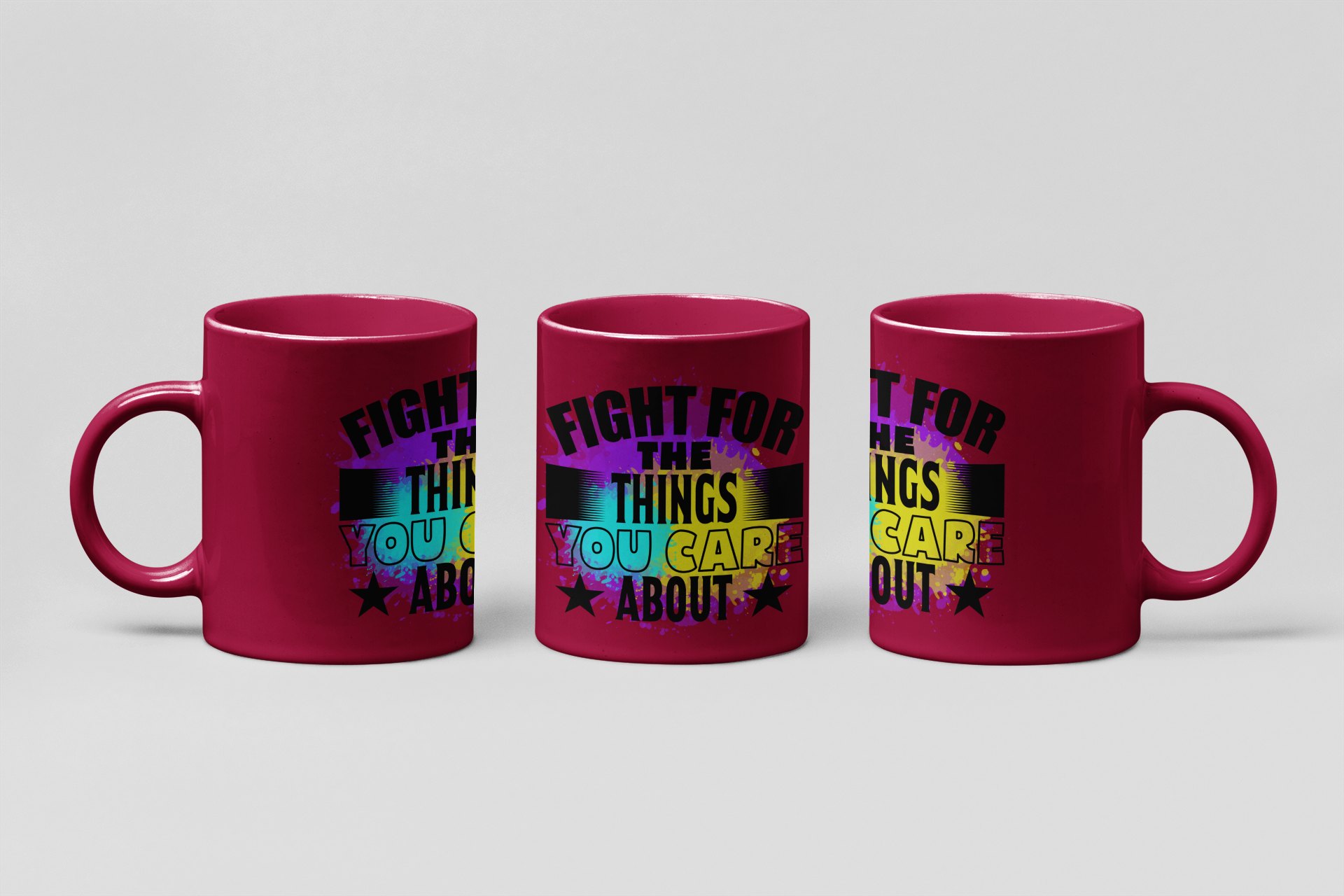 fight for what you care about boxing mug in burgundy