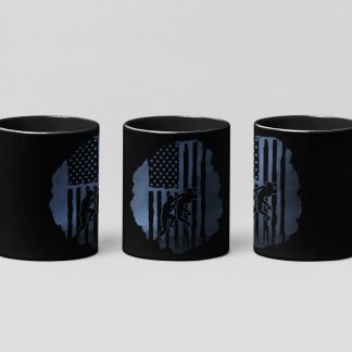 flag sparring silhouette boxing mug in black