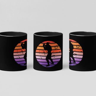 sunset stripe boxer boxing mug in black