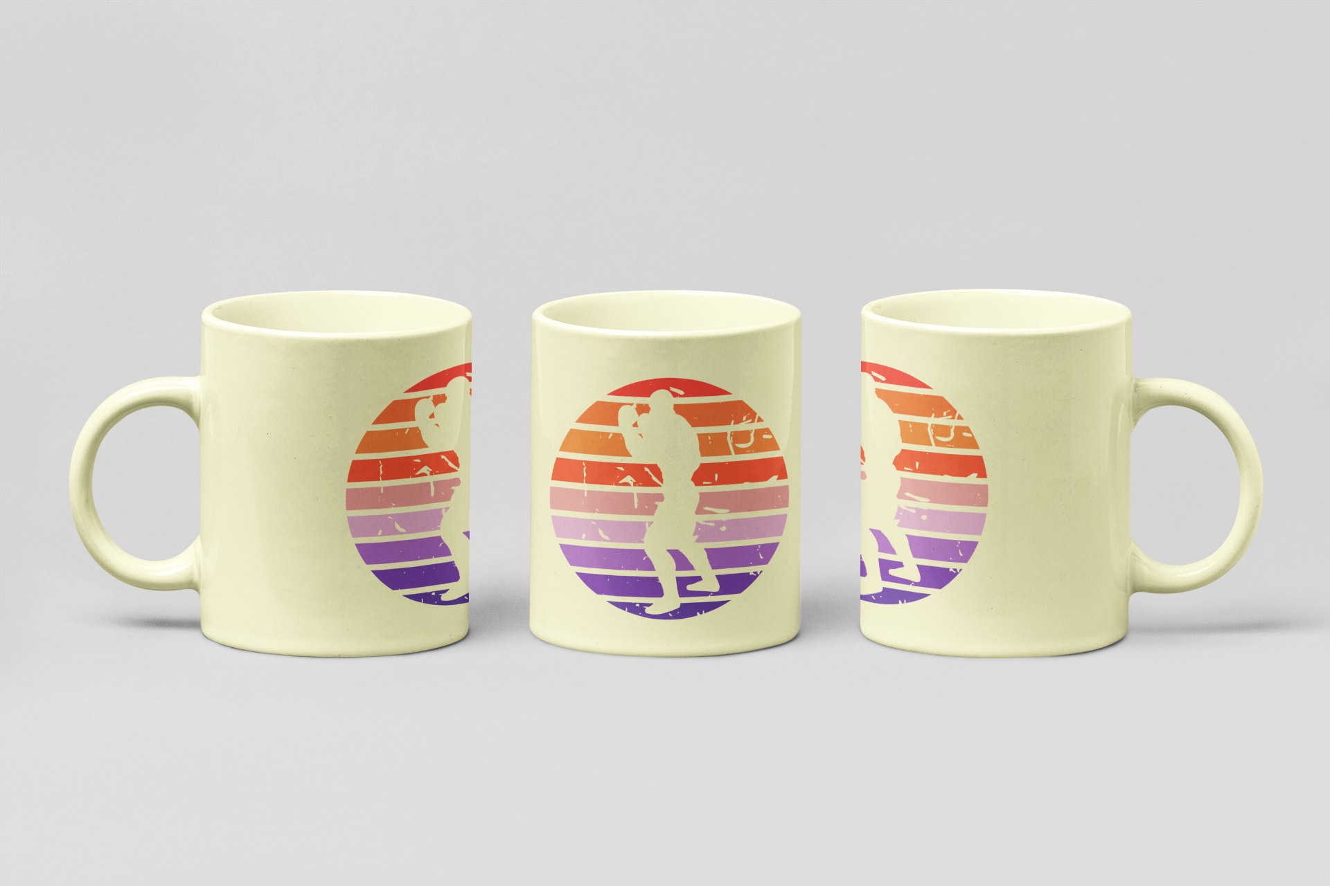 sunset stripe boxer boxing mug in cream
