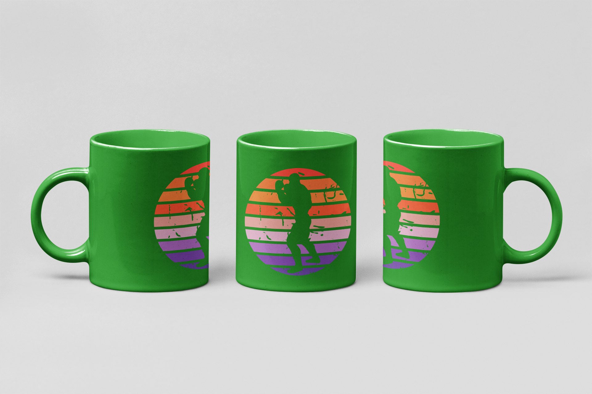 sunset stripe boxer boxing mug in forest green