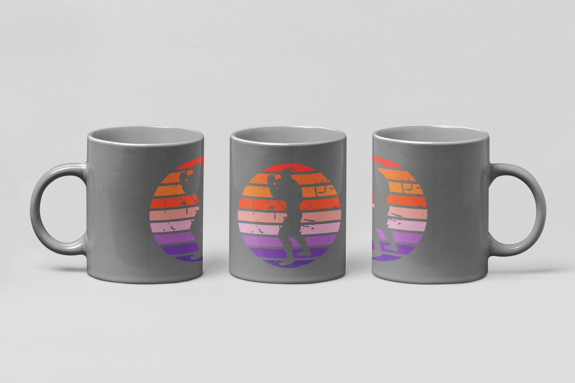 sunset stripe boxer boxing mug in grey