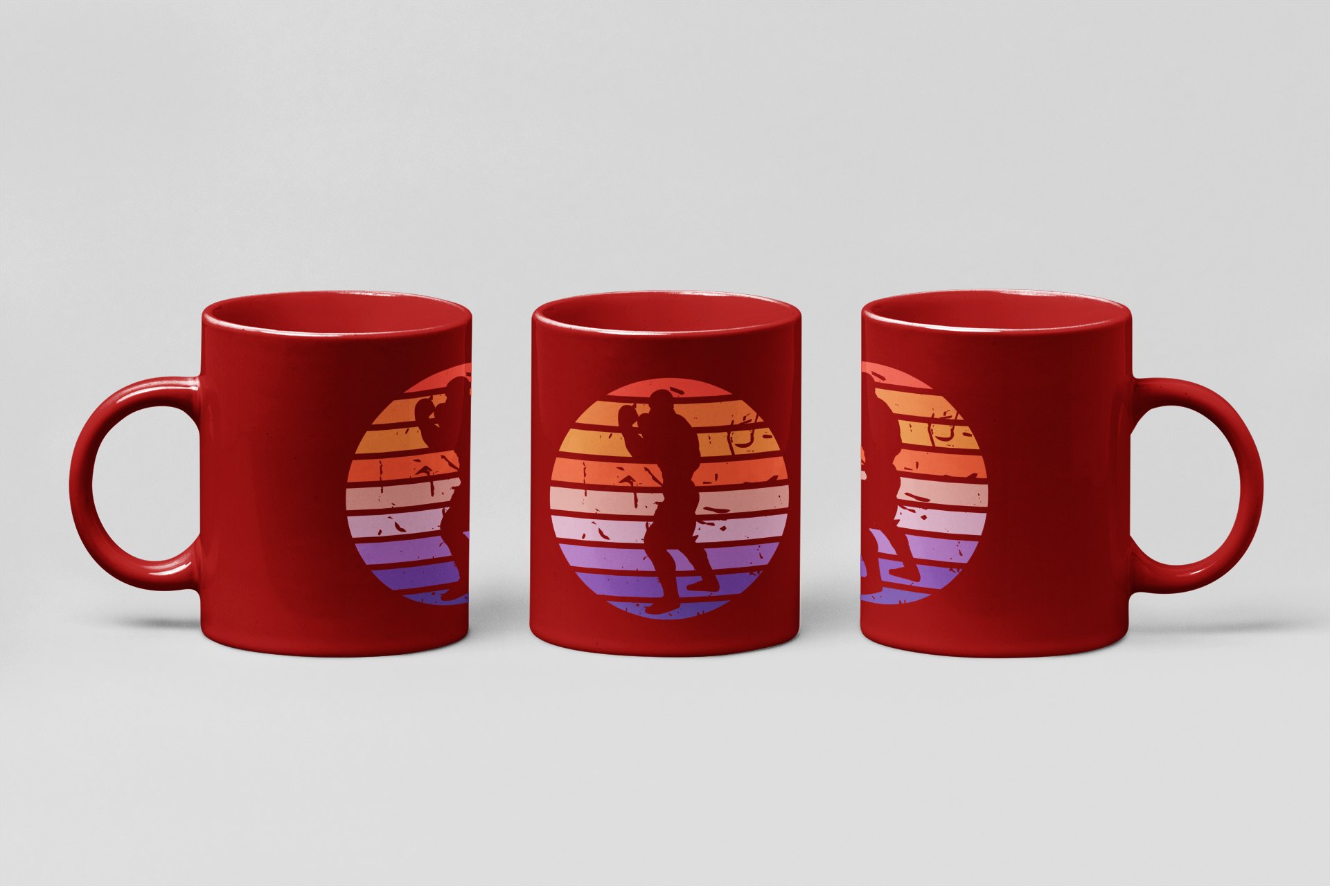 sunset stripe boxer boxing mug in red