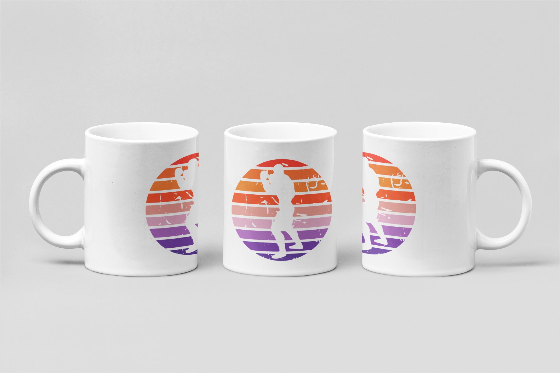 sunset stripe boxer boxing mug in white