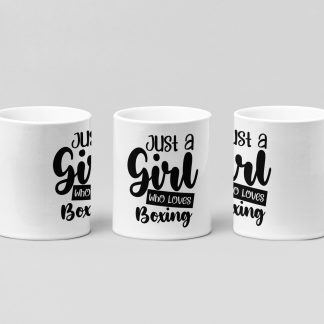 just a girl loves boxing boxing mug in white