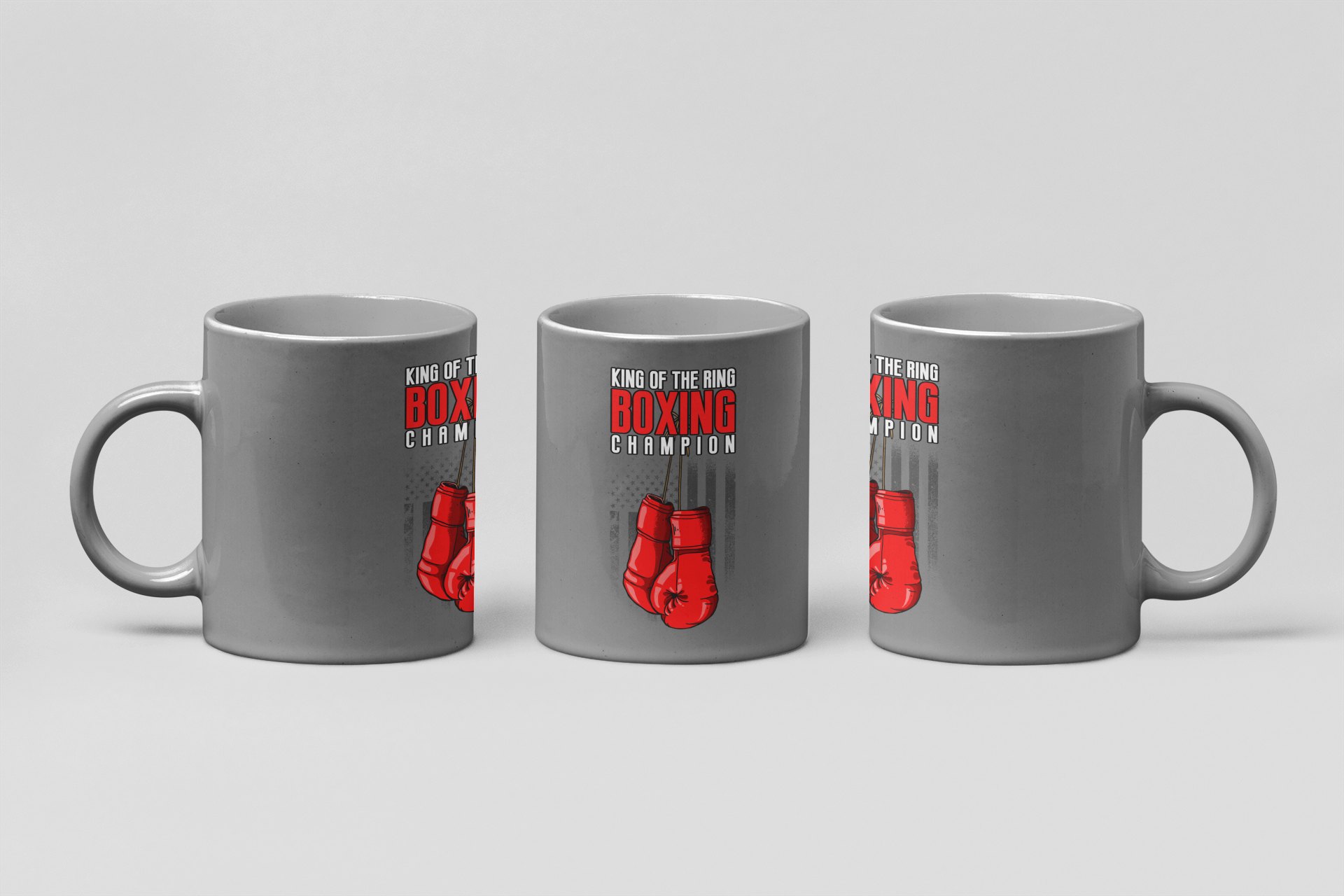 king of the ring champion boxing mug in grey
