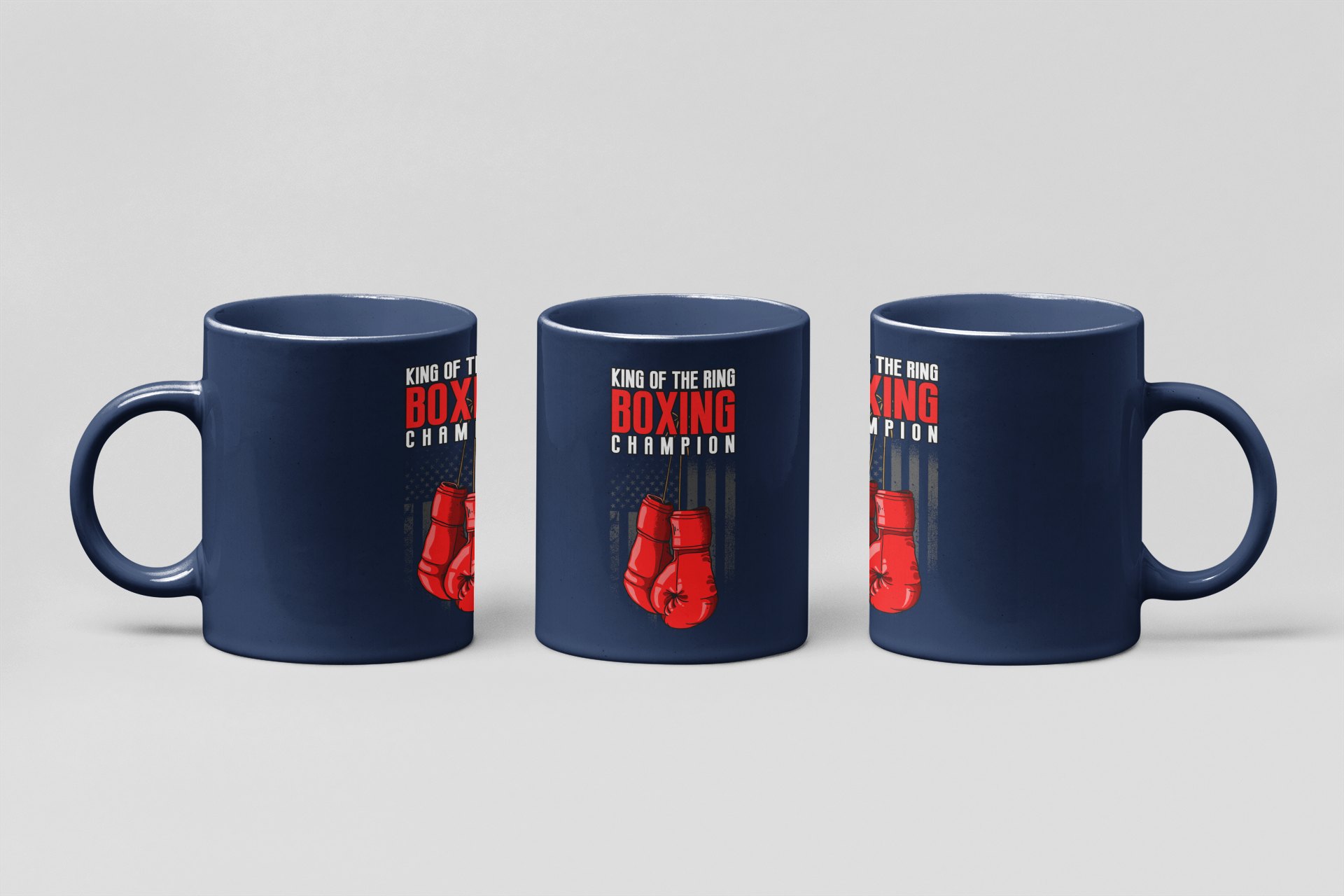 king of the ring champion boxing mug in navy