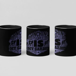 punching is my cardio boxing mug in black
