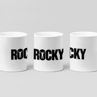 rocky wordmark boxing mug in white