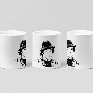 fighter portrait hat boxing mug in white