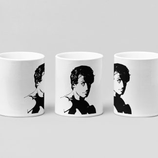 fighter portrait boxing mug in white