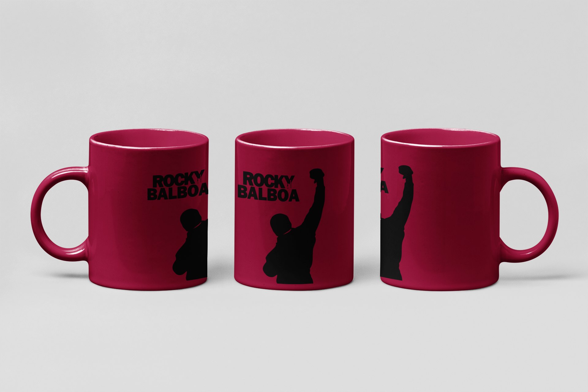 balboa arm raised boxing mug in burgundy