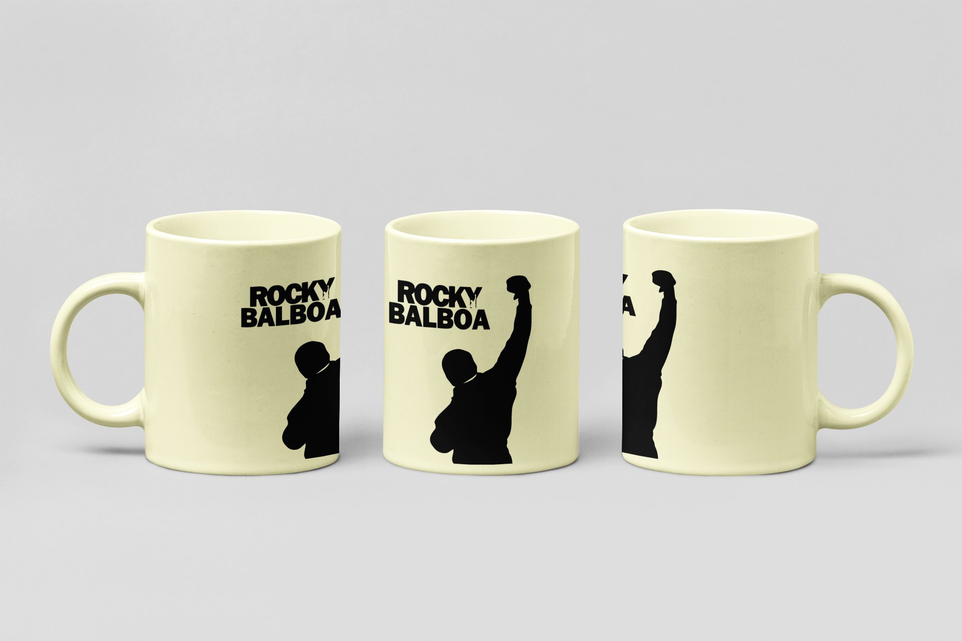 balboa arm raised boxing mug in cream
