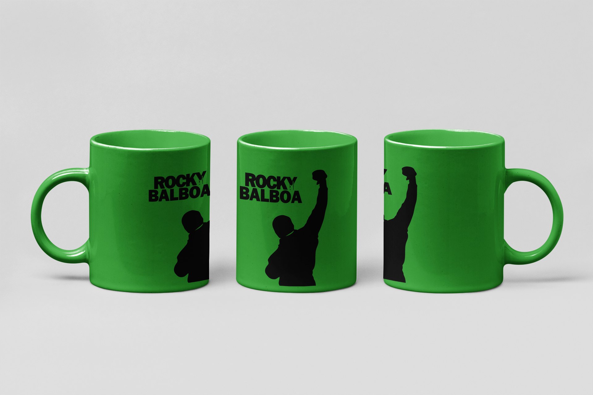 balboa arm raised boxing mug in forest green