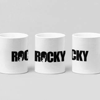 rocky wordmark solid boxing mug in white