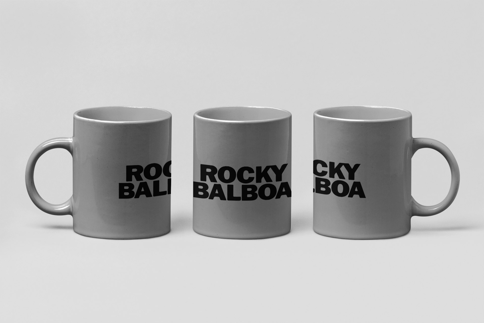 balboa stacked wordmark boxing mug in grey
