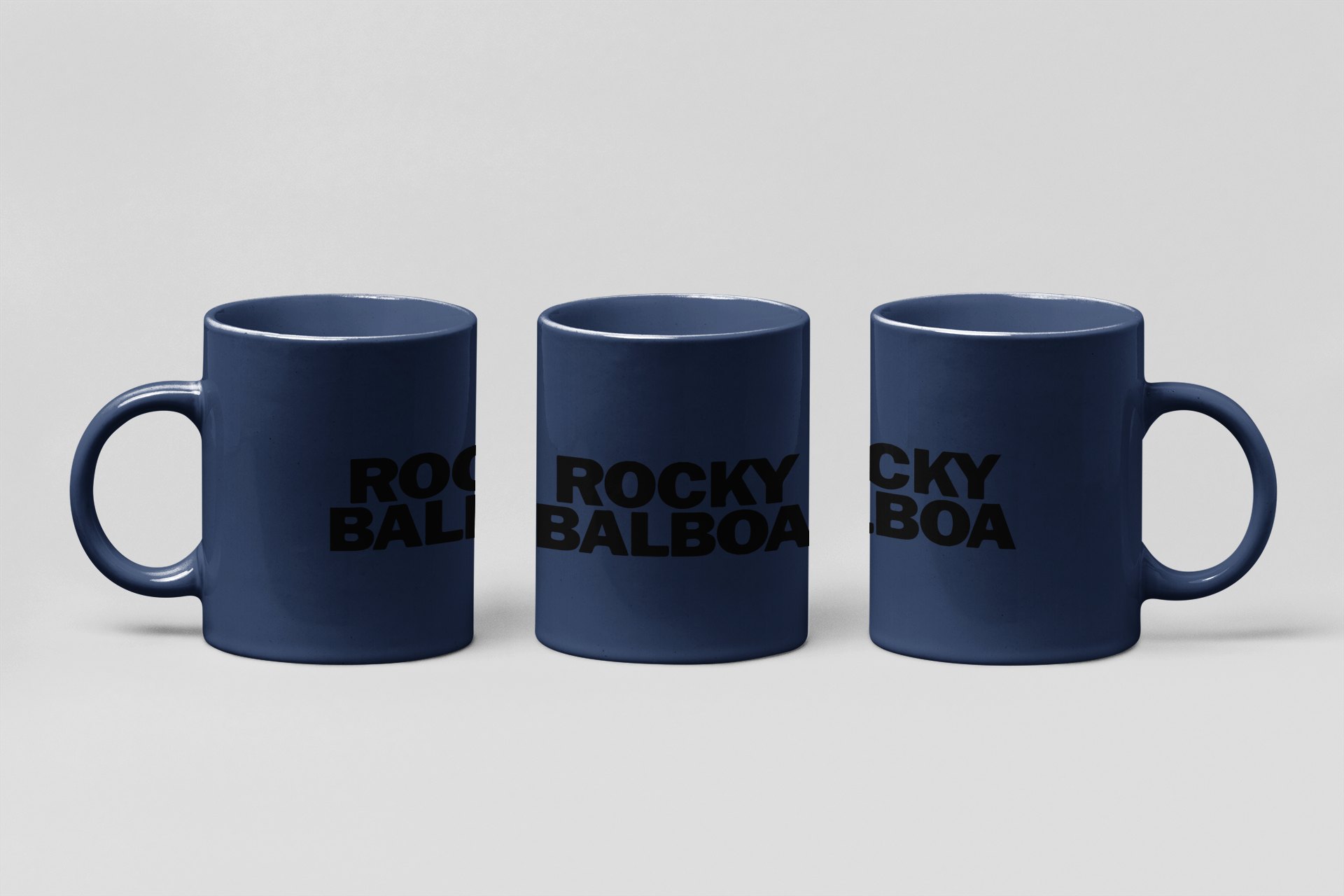 balboa stacked wordmark boxing mug in navy