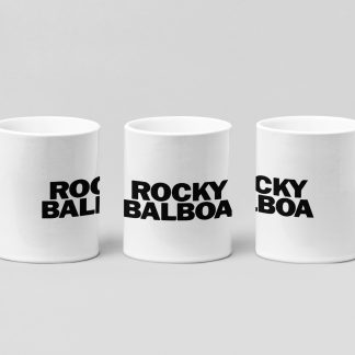 balboa stacked wordmark boxing mug in white