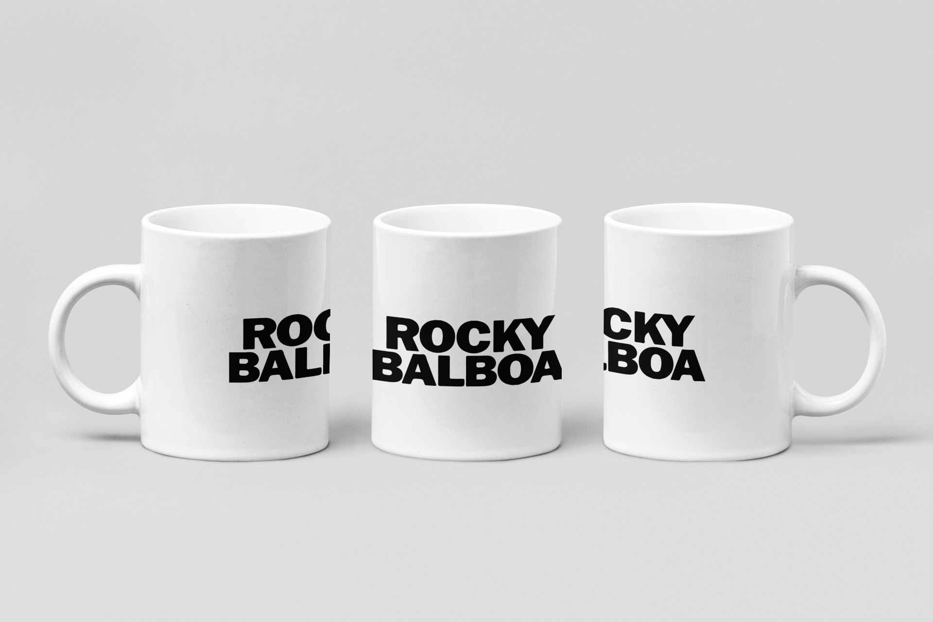 balboa stacked wordmark boxing mug in white