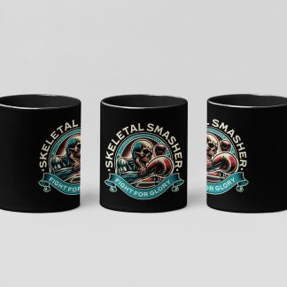 skeletal smasher boxing mug in black