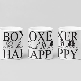 boxer makes me happy boxing mug in white
