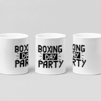 boxing day party boxing mug in white