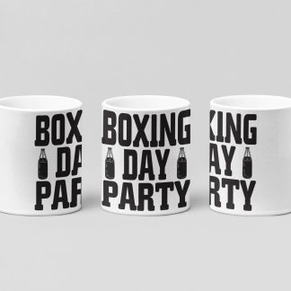boxing day party bottles boxing mug in white