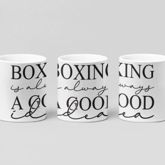 always a good idea serif boxing mug in white