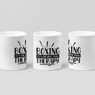 cheaper than therapy bold boxing mug in white