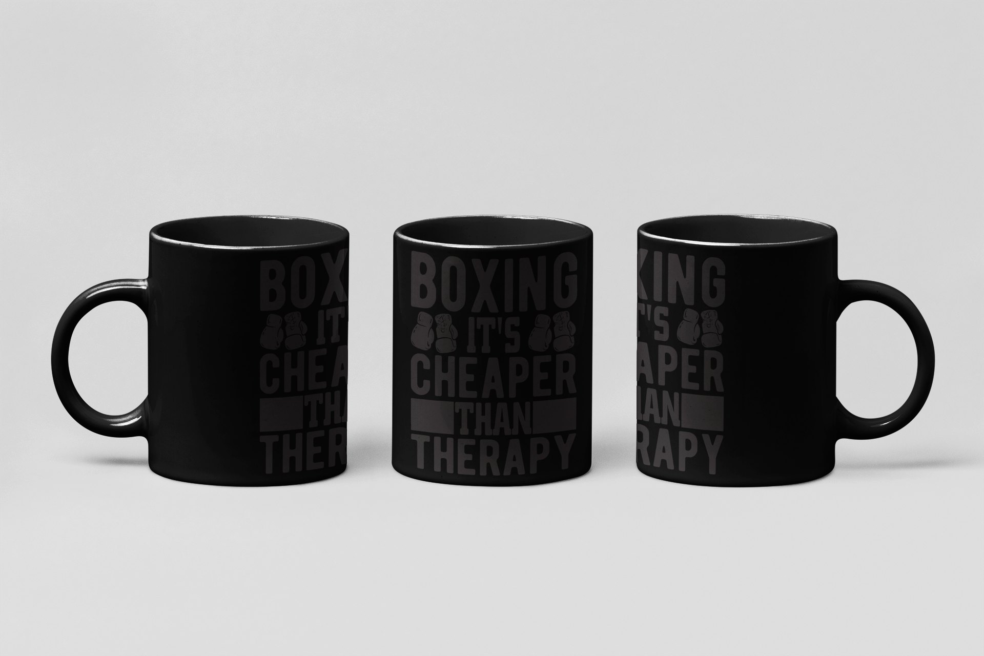 cheaper than therapy gloves boxing mug in black