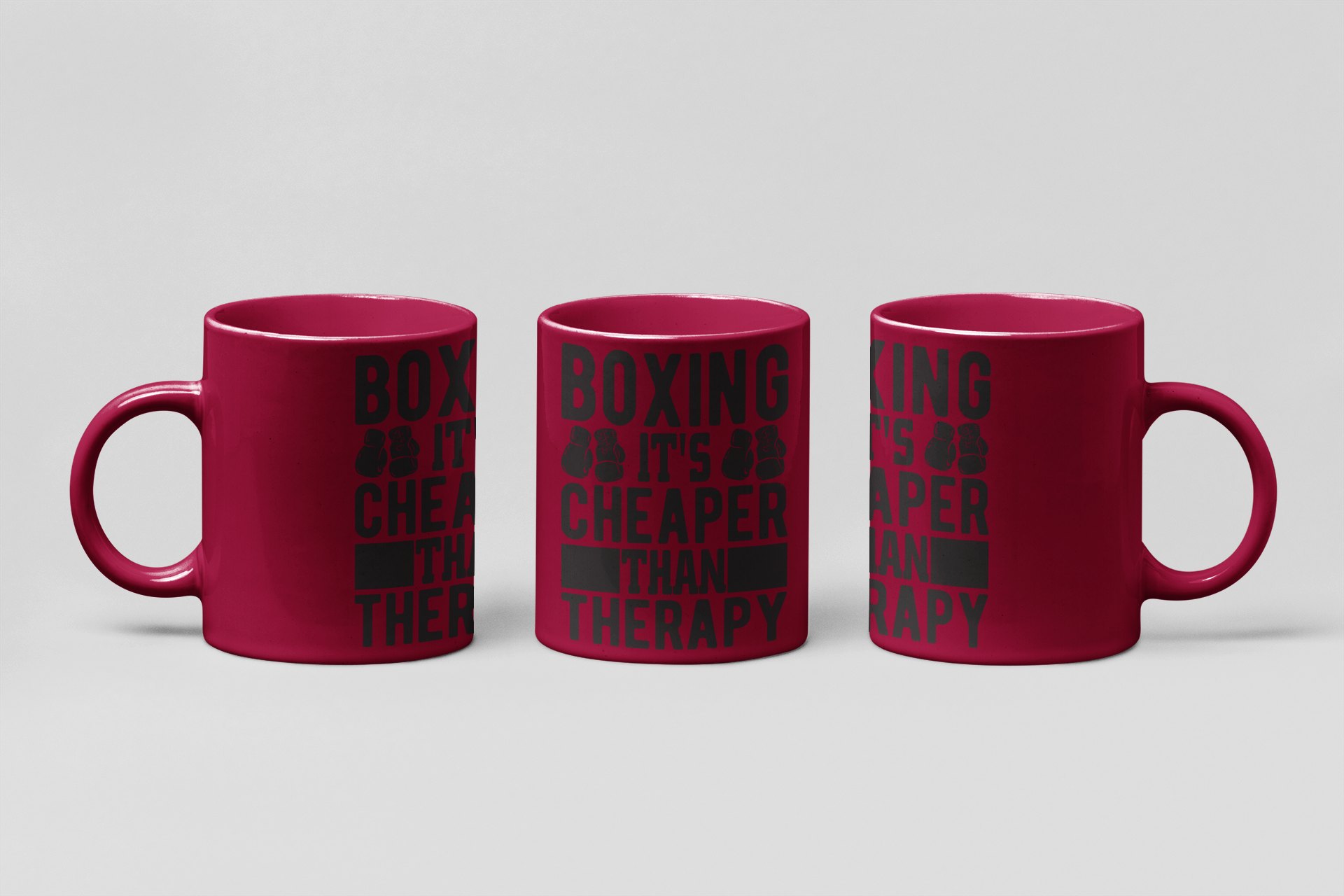 cheaper than therapy gloves boxing mug in burgundy