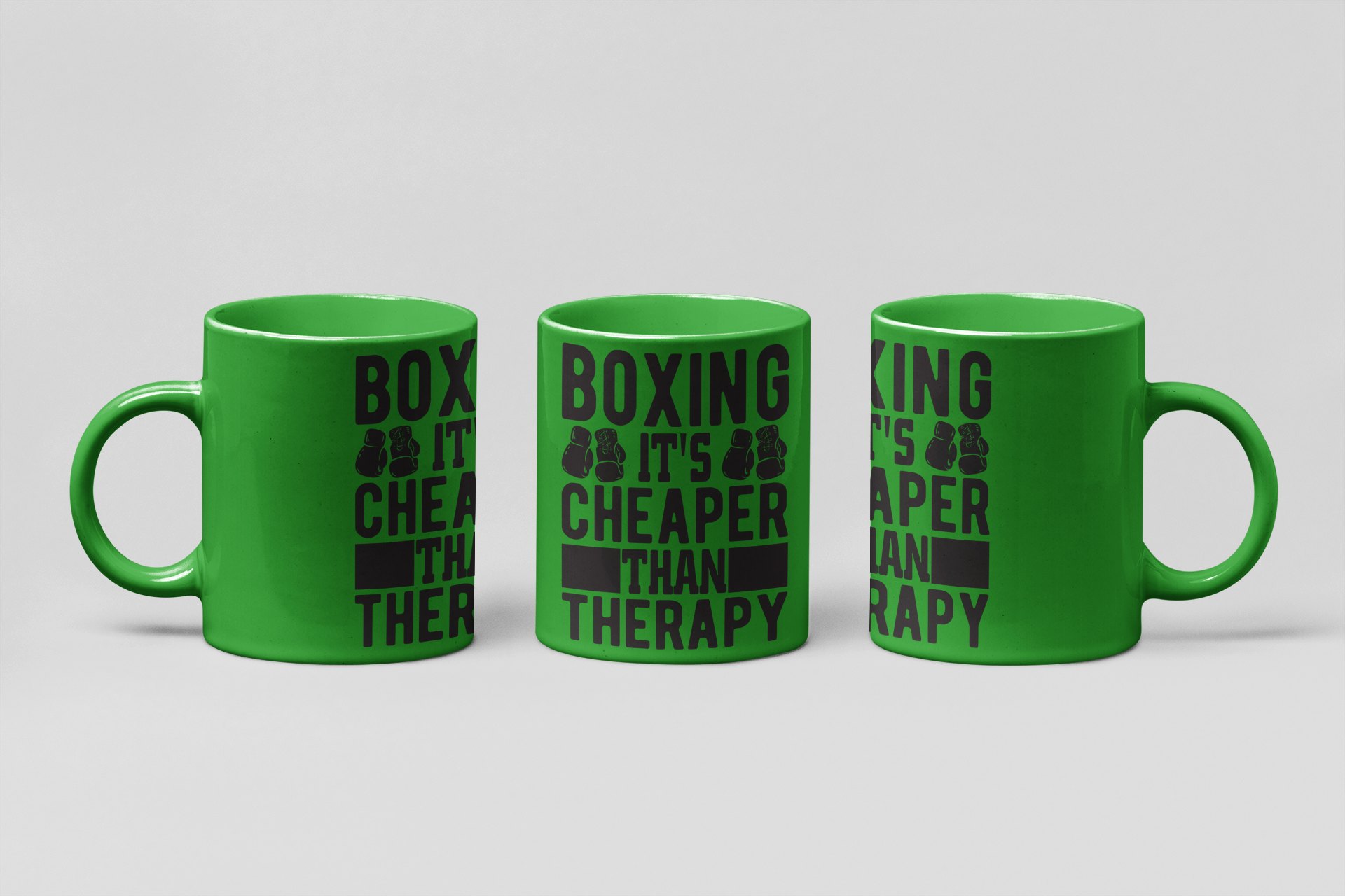 cheaper than therapy gloves boxing mug in forest green