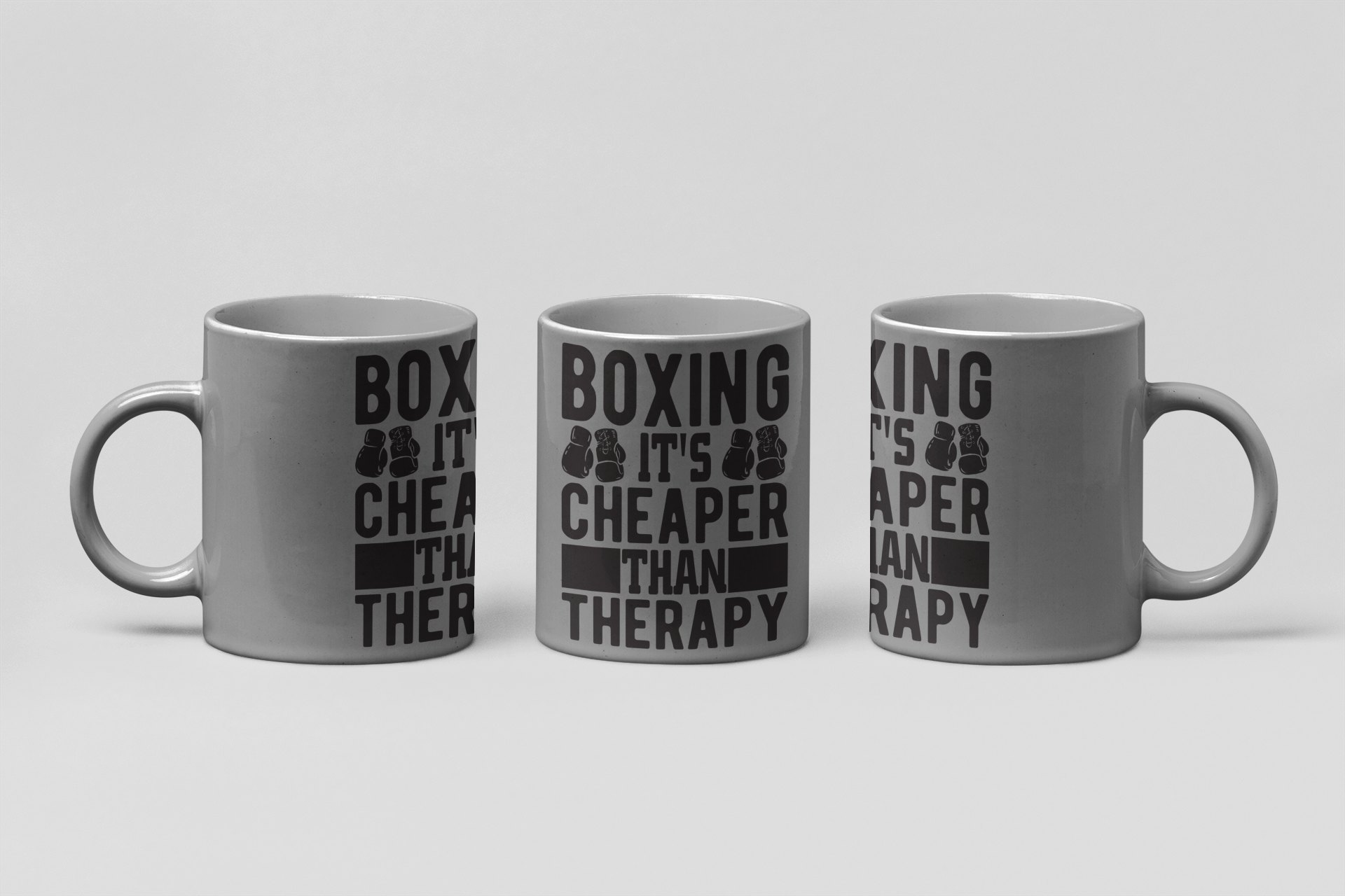 cheaper than therapy gloves boxing mug in grey