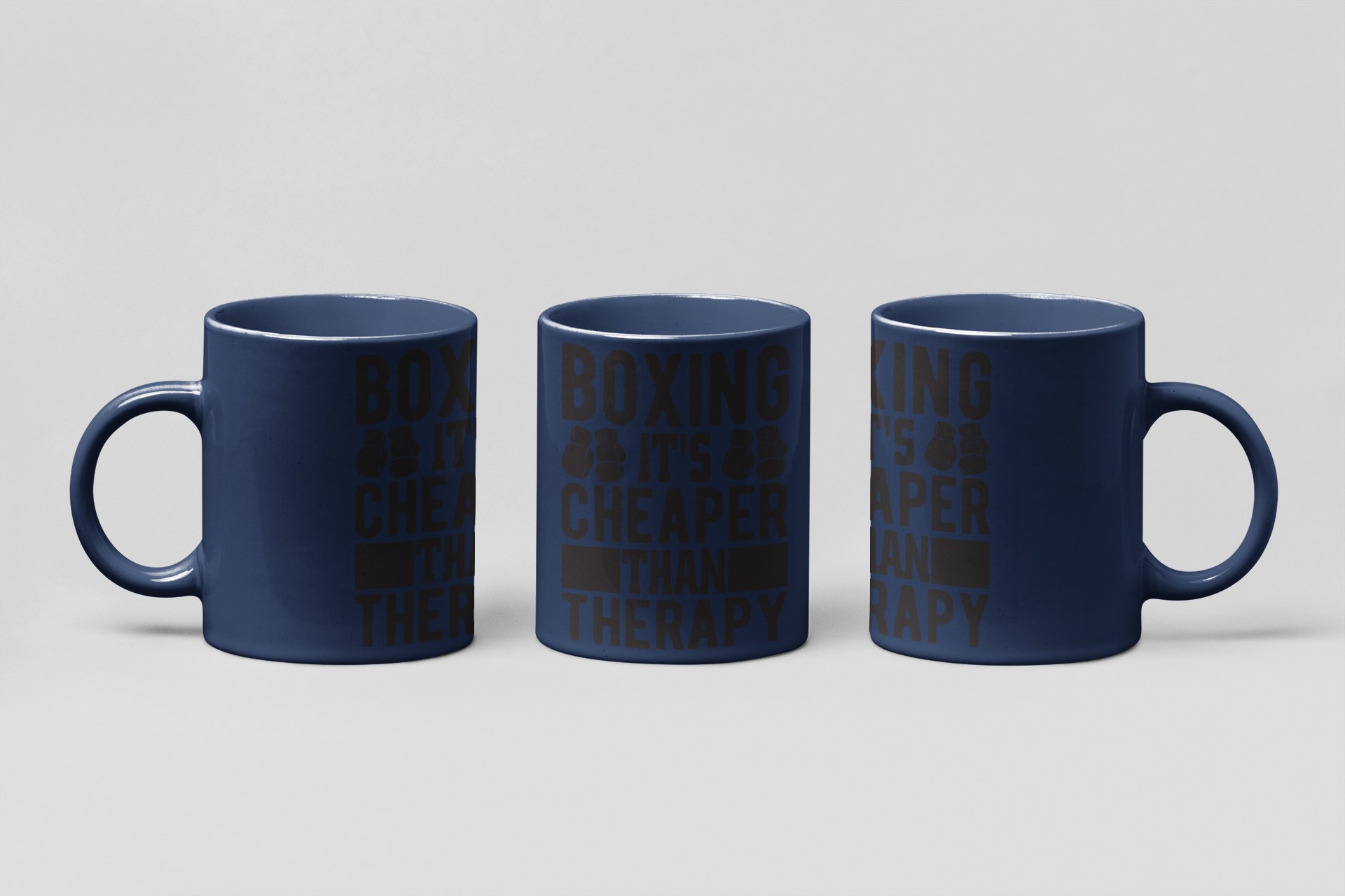 cheaper than therapy gloves boxing mug in navy
