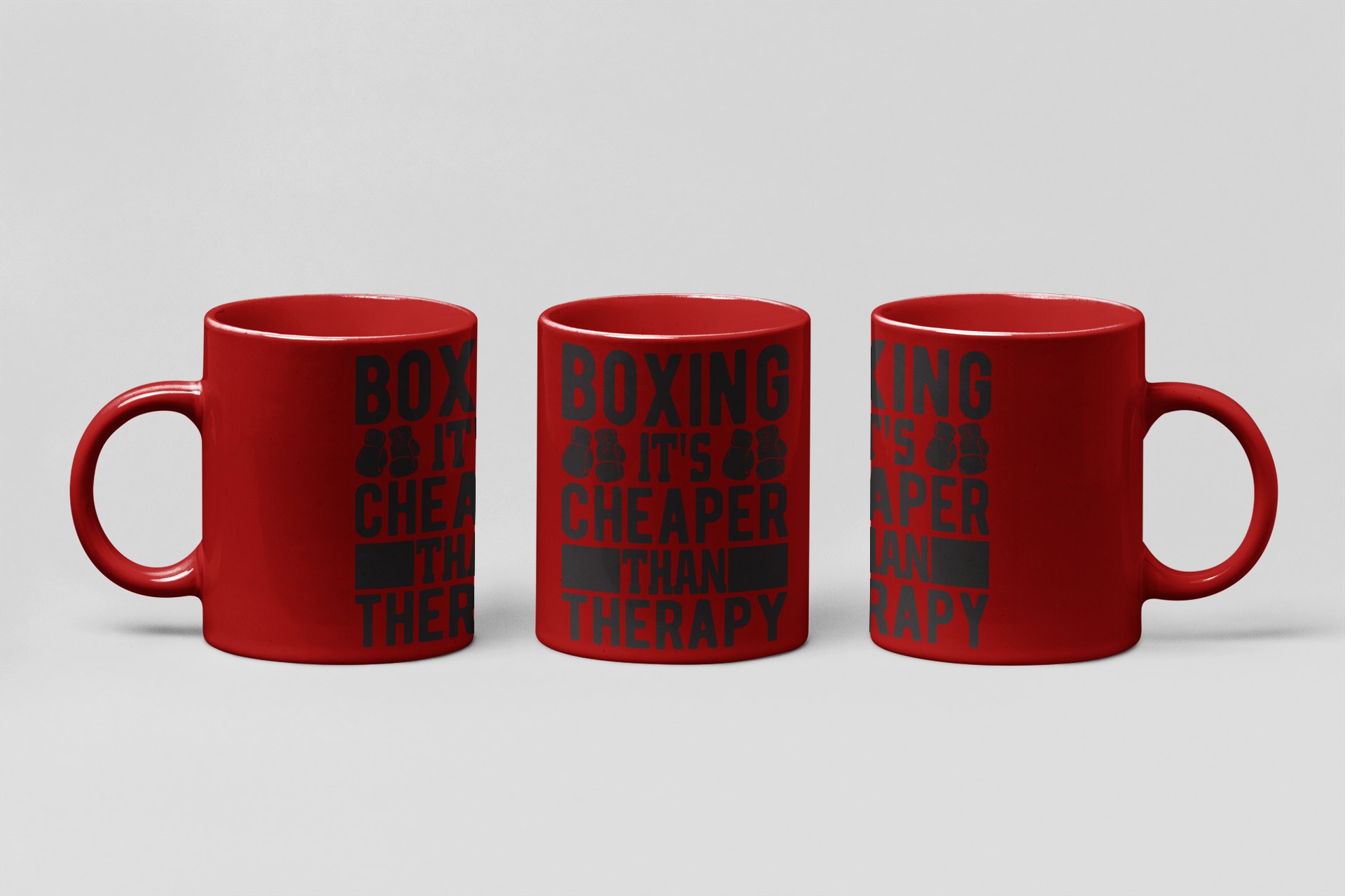 cheaper than therapy gloves boxing mug in red