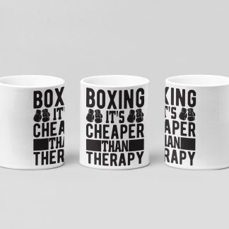 cheaper than therapy gloves boxing mug in white