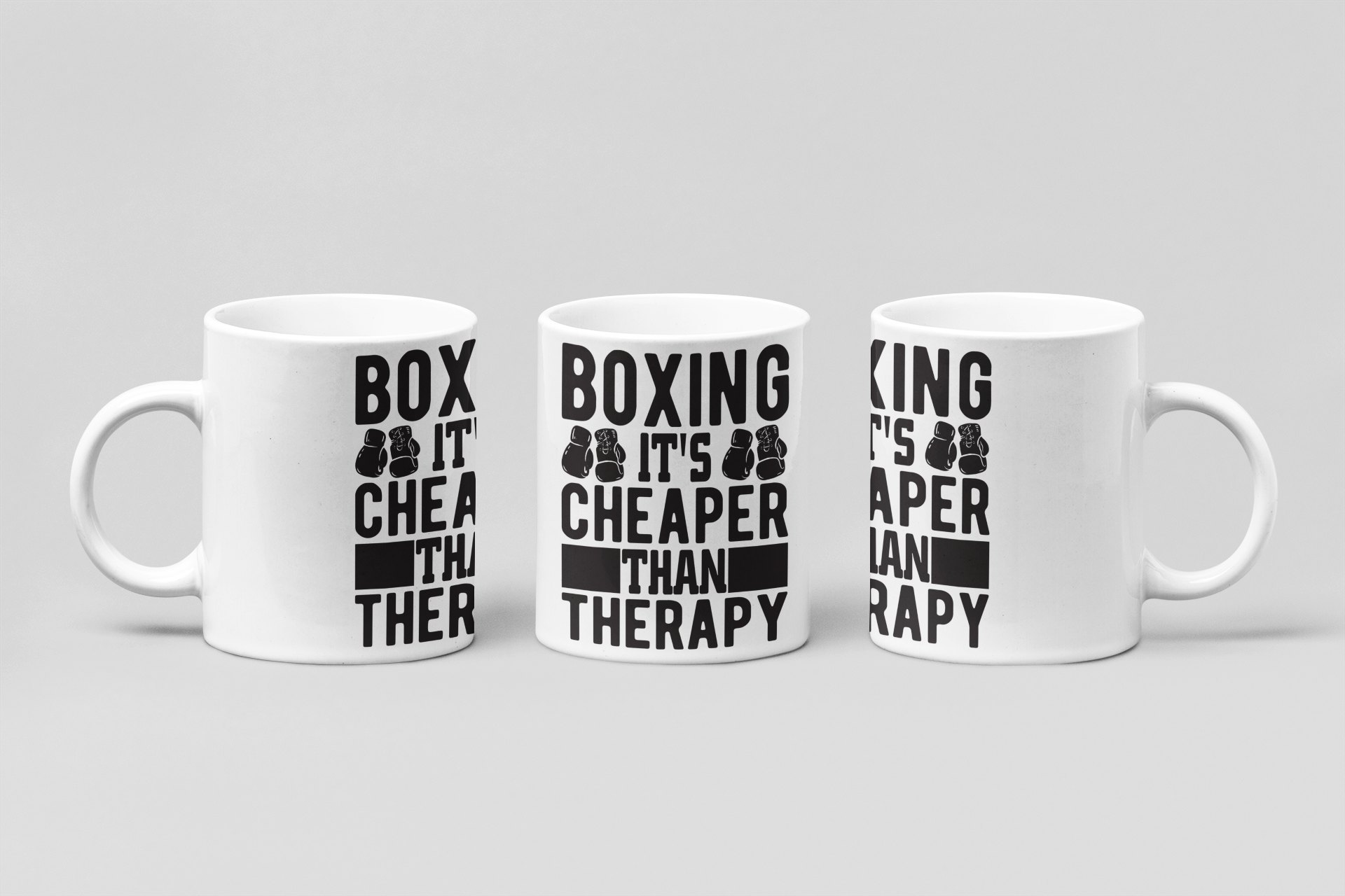 cheaper than therapy gloves boxing mug in white