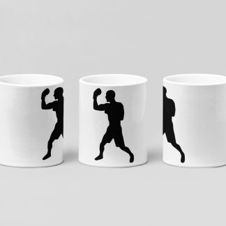 boxer guard silhouette boxing mug in white