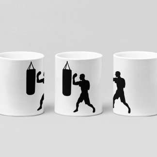 bag work silhouette boxing mug in white